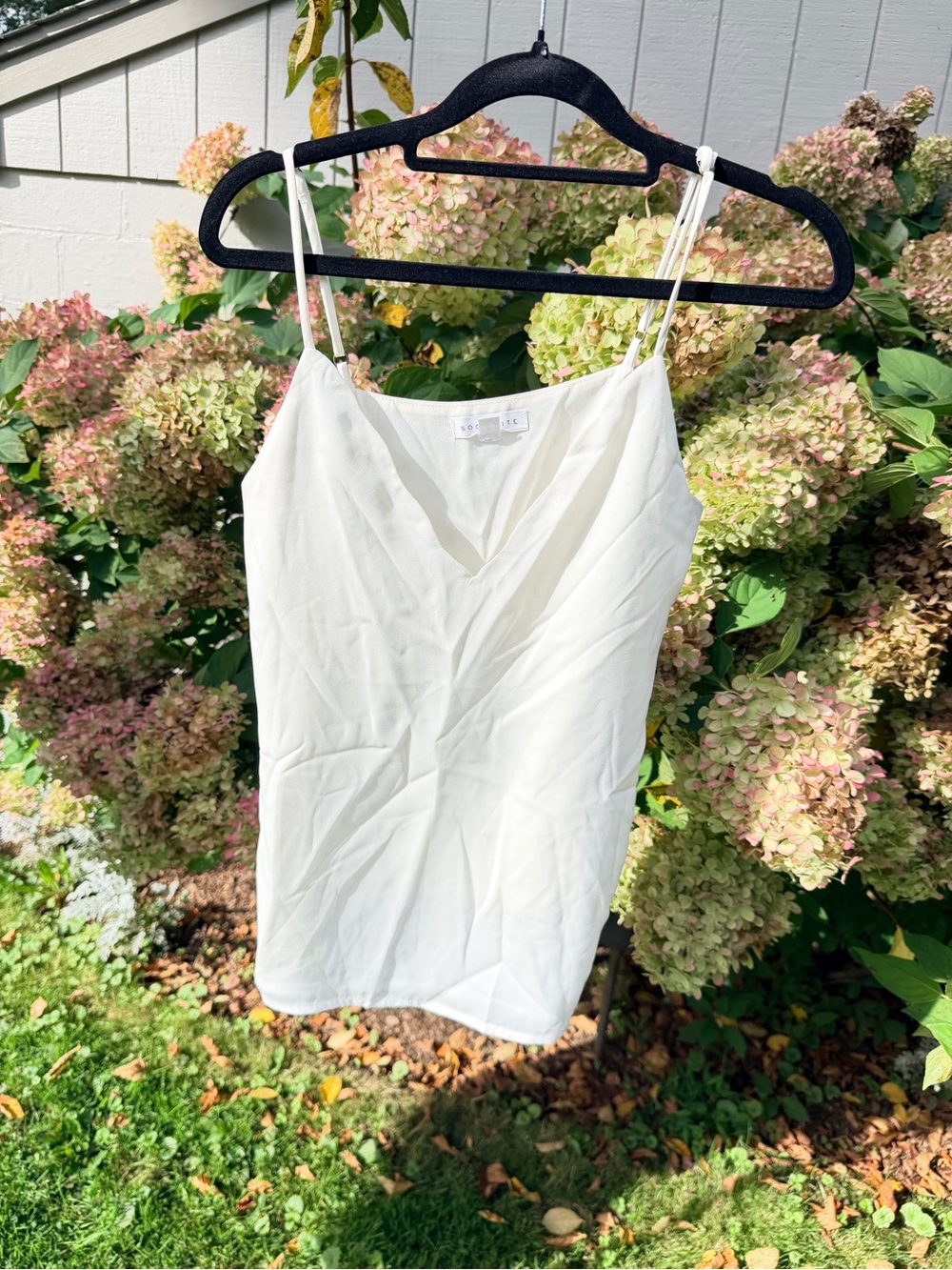 Socialite White Satin Spaghetti Strap Cami
